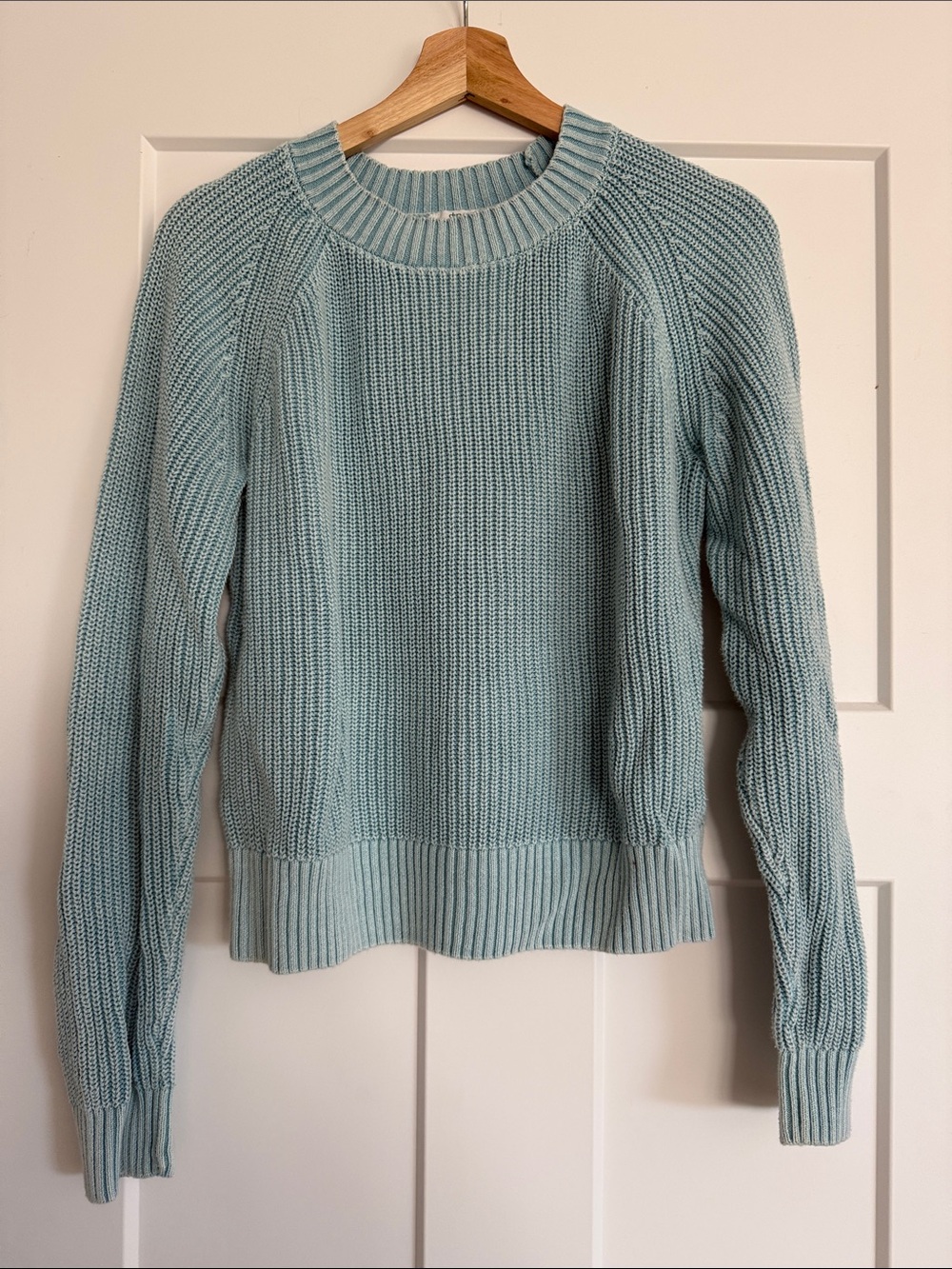 dip Light Aqua Crewneck Knit Sweater